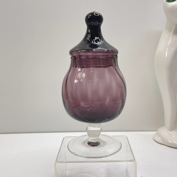Vintage MCM Italian 8" ART GLASS JAR Amethyst APOTHECARY - Picture 2 of 8
